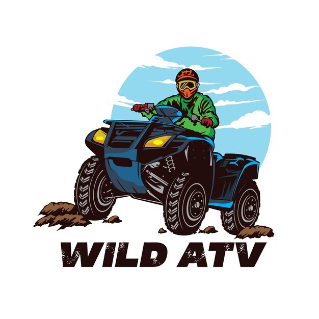 Projekt logo wyścigów sportowych Quad ATV Extreme idealny do projektowania koszulek i turnieju mistrzowskiego