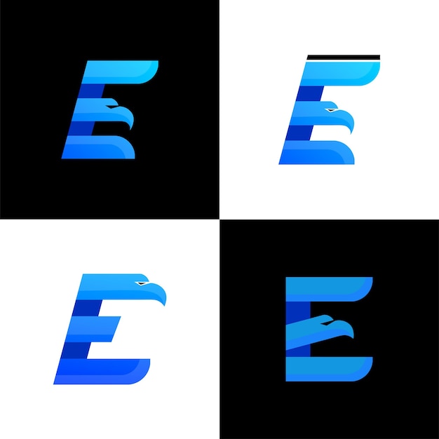 Plik wektorowy projekt logo z literą e orzeł