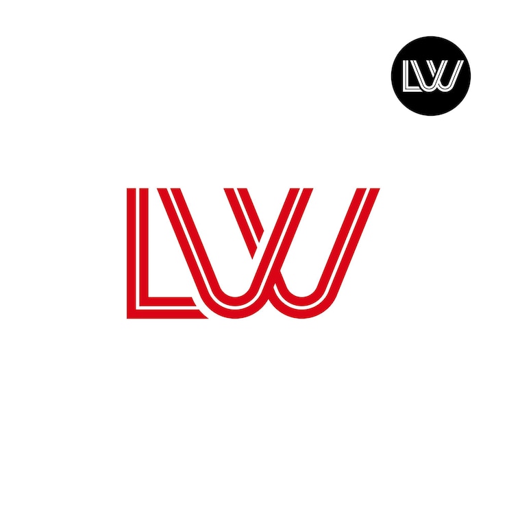 Wektor projekt logo z literą lvv lub lw monogram z liniami