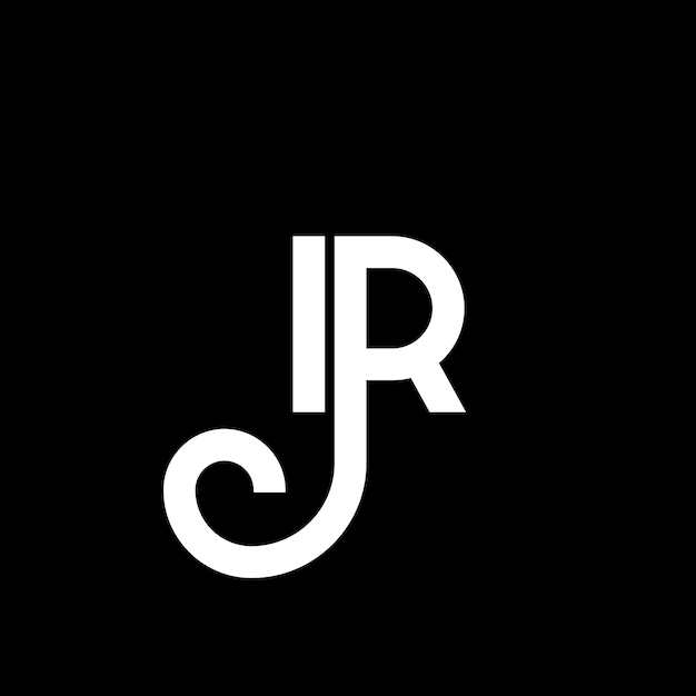 Projekt logo z literami IR na czarnym tle Projekt logo z inicjałami IR na czarnym tle Projekt projektu logo z białymi literami IR