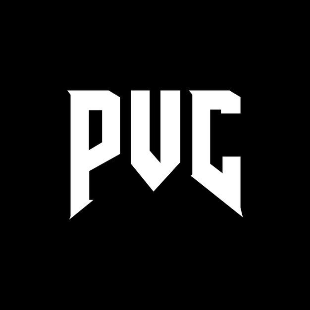 Projekt logo z literami PVC dla firmy technologicznej Projekt logo PVC czarno-białe kombinacje kolorów Logo PVC wektor PVC projekt ikony PVC alfabet Logo typografii PVC