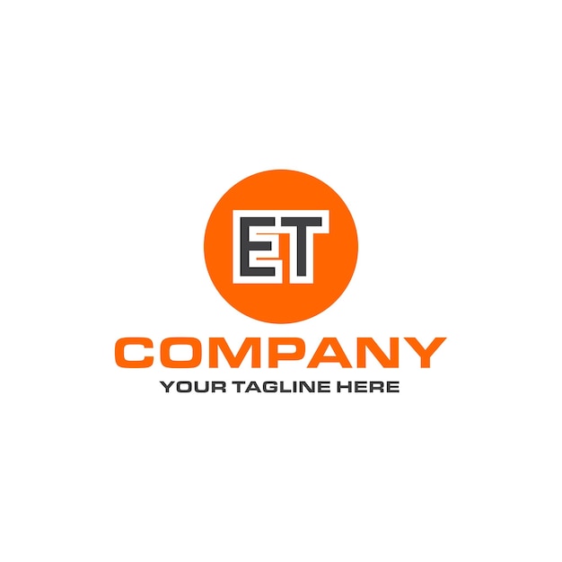 Projekt logo z zaokrąglonym kształtem litery ET