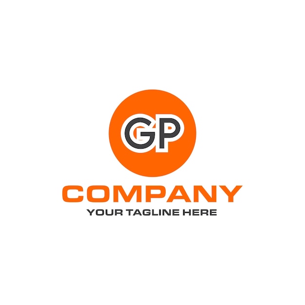 Projekt logo z zaokrąglonym kształtem litery GP
