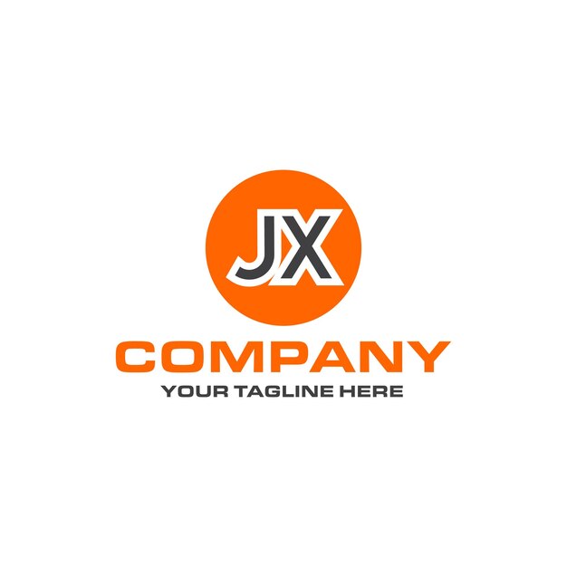 Projekt logo z zaokrąglonym kształtem litery JX