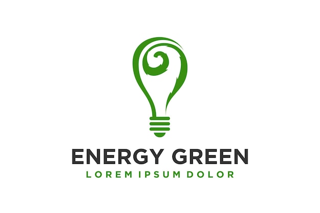 Projekt logo zielonej energii odnawialnej symbolikę technologii żarówek