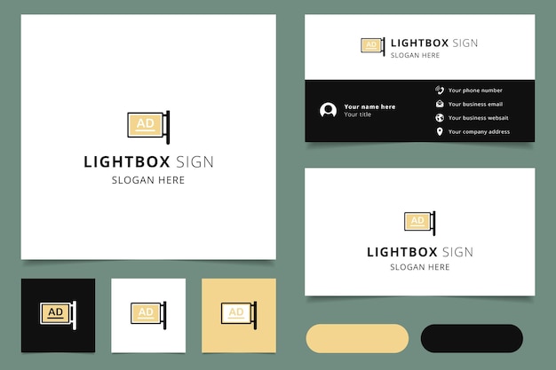 Projekt Logo Znaku Lightbox Z Edytowalną Książką Brandingową Sloganu