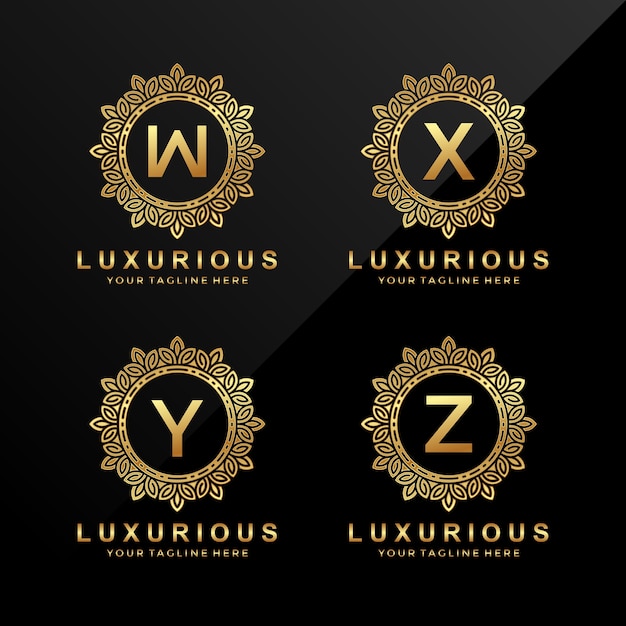 Projekt luksusu logo litery W, X, Y, Z Gold