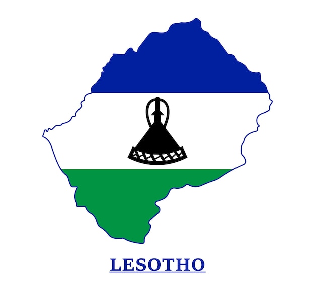 Projekt Mapy Flagi Narodowej Lesotho, Ilustracja Flagi Kraju Lesotho Wewnątrz Mapy