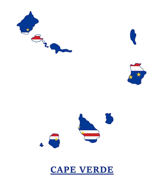 Projekt Mapy Flagi Narodowej Republiki Zielonego Przylądka, Ilustracja Flagi Kraju Capo Verde Wewnątrz Mapy