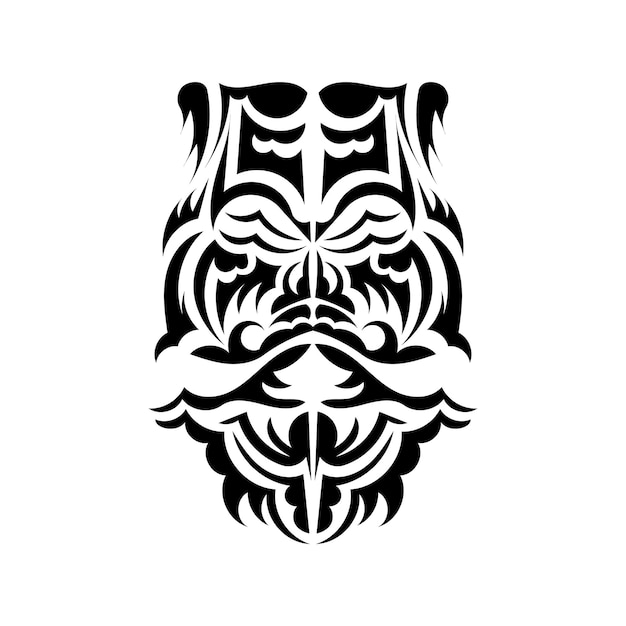 Projekt Maski Tiki Przerażające Maski W Lokalnym Ornamentie Polinezji Na Białym Tle Płaski Styl Vector