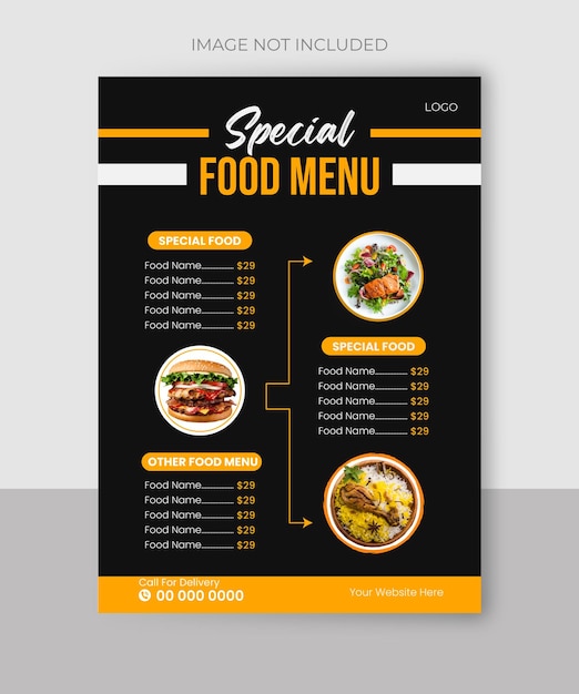 Projekt menu restauracyjnego lub projektu ulotki spożywczej