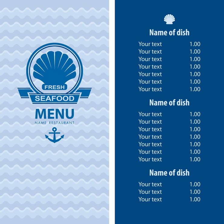 Wektor projekt menu z owocami morza?