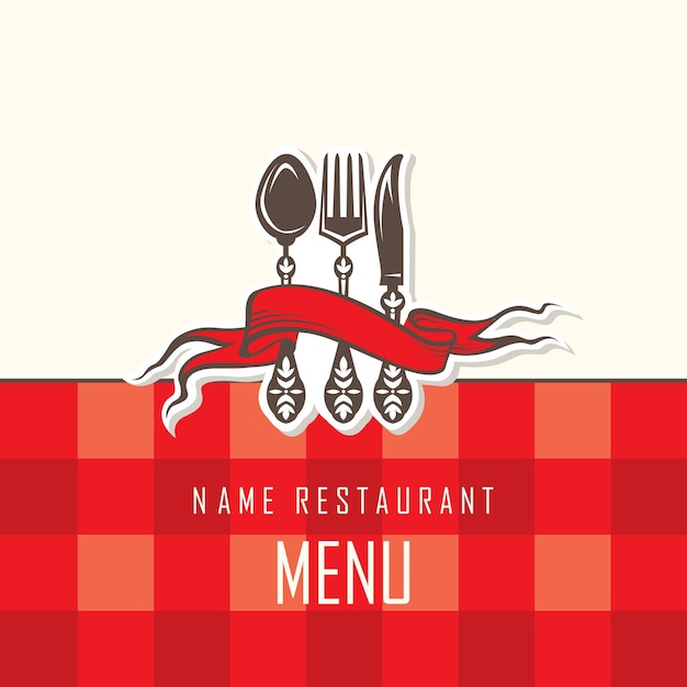 projekt menu z widelcem, łyżką i nożem