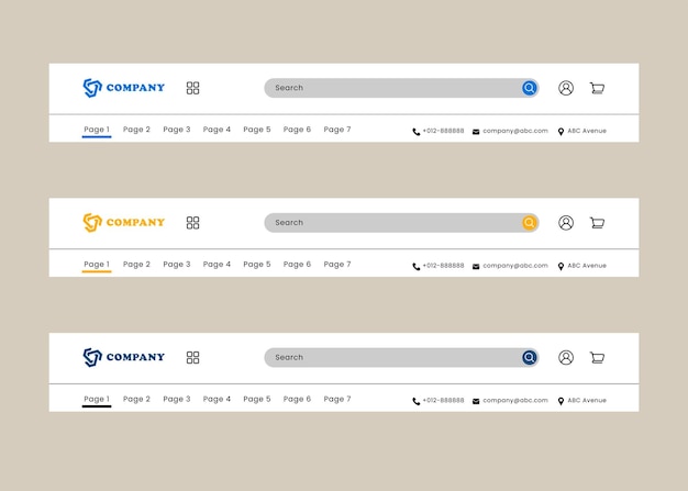 Projekt nagłówka strony internetowej. Interfejs użytkownika strony internetowej ux minimalistyczny projekt wektora. Model szkieletowy nagłówka.