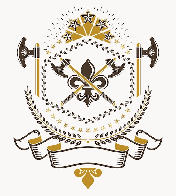 Projekt Nagrody Vintage, Vintage Heraldyczny Herb. Godło Wektor.