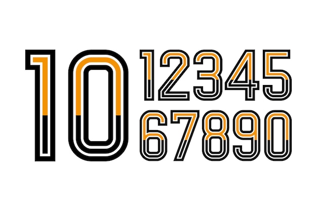 Projekt numerów koszulek piłkarskich i typografia numerów koszyków