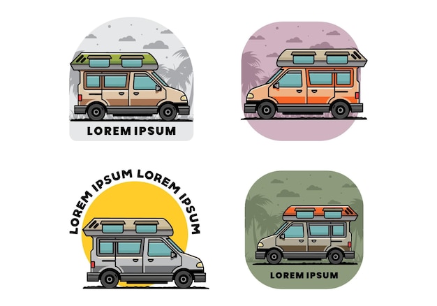 Plik wektorowy projekt odznaki ilustracji van camper