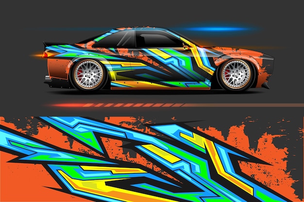 Projekt okleiny winylowej pojazdu z abstrakcyjnym tłem Racing Stripe Stripe