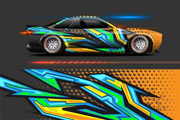 Projekt okleiny winylowej pojazdu z abstrakcyjnym tłem Racing Stripe Stripe