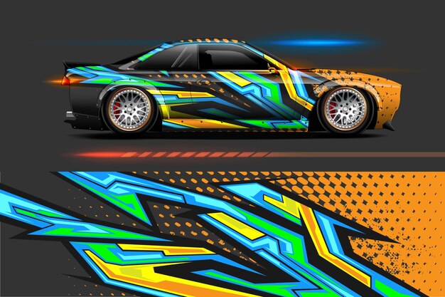 Plik wektorowy projekt okleiny winylowej pojazdu z abstrakcyjnym tłem racing stripe stripe