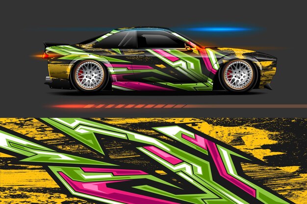 Projekt okleiny winylowej pojazdu z abstrakcyjnym tłem Racing Stripe Stripe