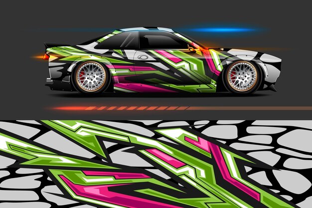 Projekt okleiny winylowej pojazdu z abstrakcyjnym tłem Racing Stripe Stripe