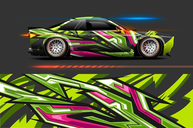 Projekt okleiny winylowej pojazdu z abstrakcyjnym tłem Racing Stripe Stripe