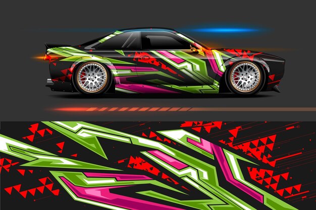 Projekt okleiny winylowej pojazdu z abstrakcyjnym tłem Racing Stripe Stripe