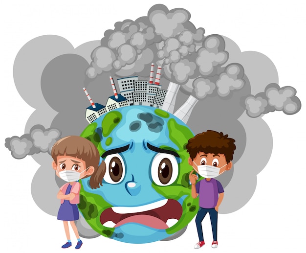 Plik wektorowy projekt plakatu na rzecz powstrzymania zanieczyszczenia dzieci i smutnej ziemi