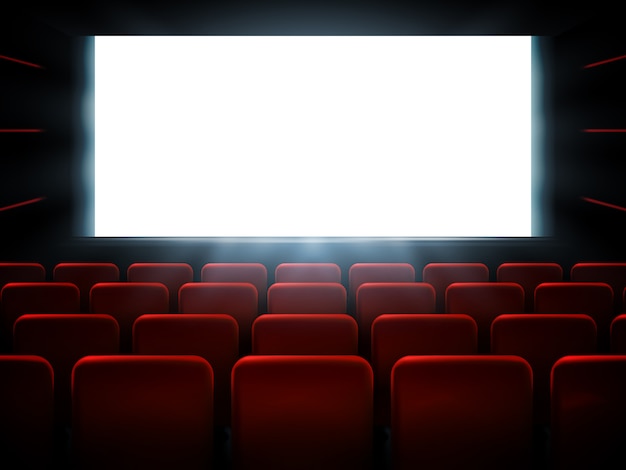 Plik wektorowy projekt plakatu premiery kina z białym ekranem.