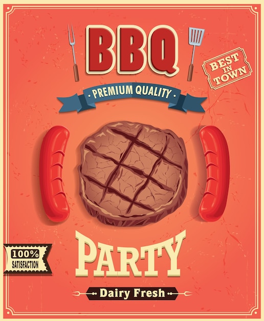 Plik wektorowy projekt plakatu vintage bbq