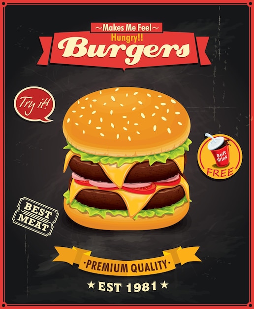 Projekt Plakatu W Stylu Vintage Burger