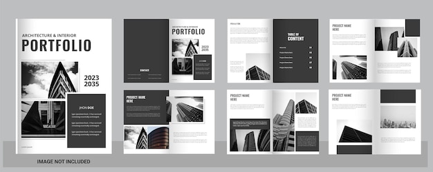 Plik wektorowy projekt portfolio architektury profesjonalny minimalny i nowoczesny układ