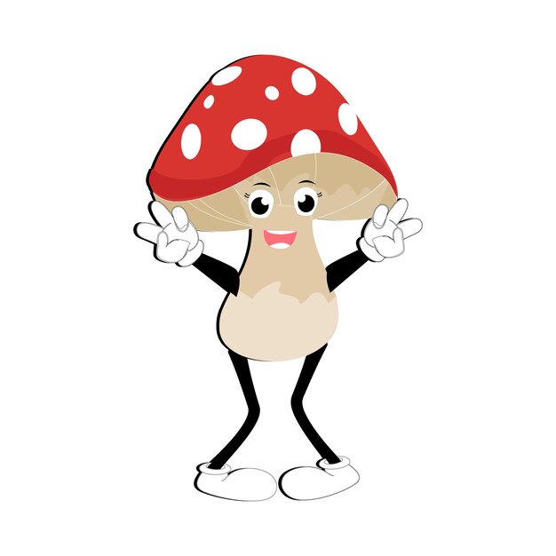 Plik wektorowy projekt postaci grzybów z różnym wyrazem w stylu vintage kawaii grzyb maskotka z kreskówek