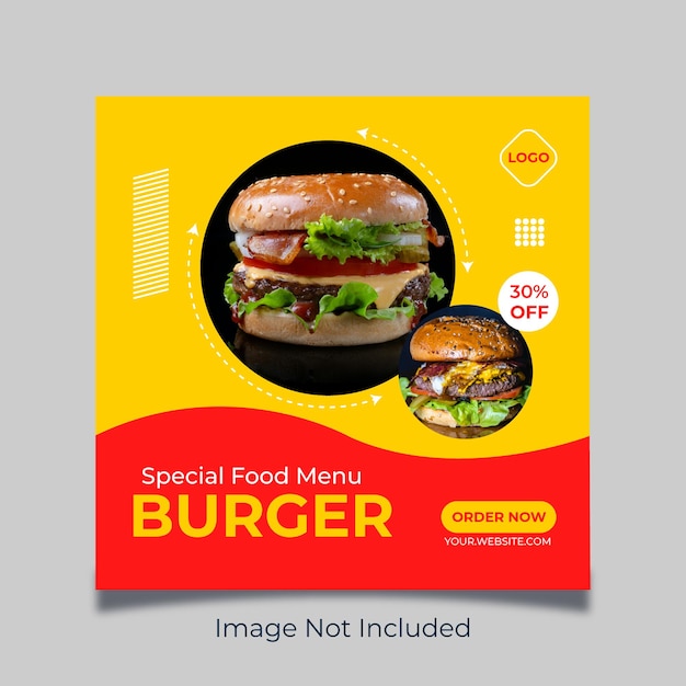 Plik wektorowy projekt postów w mediach społecznościowych burger