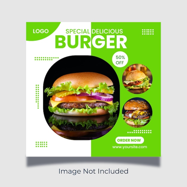 Projekt postów w mediach społecznościowych Burger