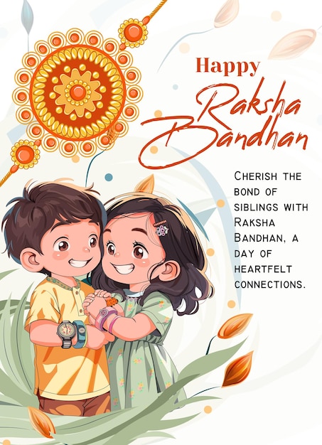 Projekt postu w mediach społecznościowych indyjskiego festiwalu Raksha Bandhan z ilustracją wektorową brata i siostry