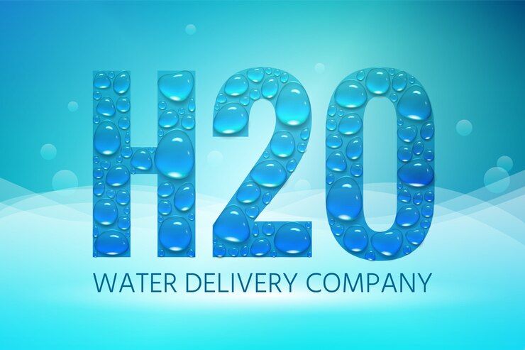 Projekt reklamy dla firmy dostarczającej wodę, H2O z kroplami wody