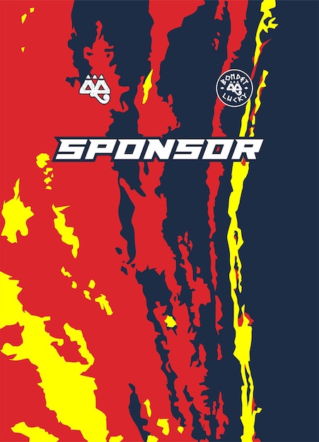 Projekt sponsora z czerwonym, żółtym i niebieskim schematem kolorystycznym