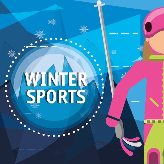 Plik wektorowy projekt sportów zimowych z dziewczyną