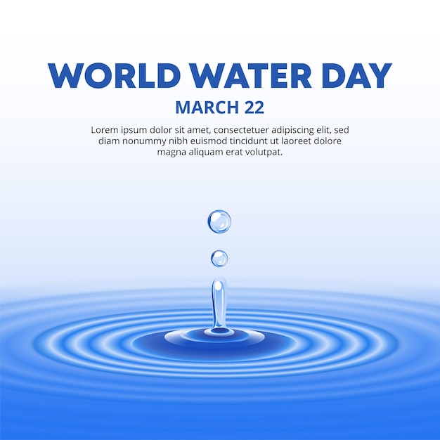 Projekt światowego Dnia Wody Z Realistycznym Odbiciem Kropli Wody