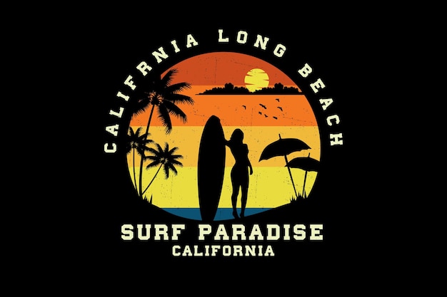 Projekt Sylwetki Raju Surfingu W Kalifornii