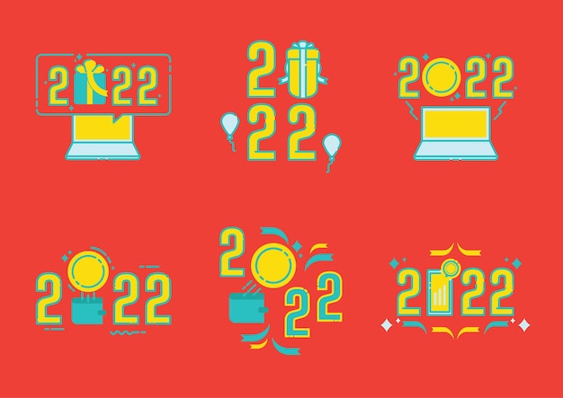 Projekt Symbolu Celebracji 2022 Z Monetą, Balonami, Laptopem I Wstążką