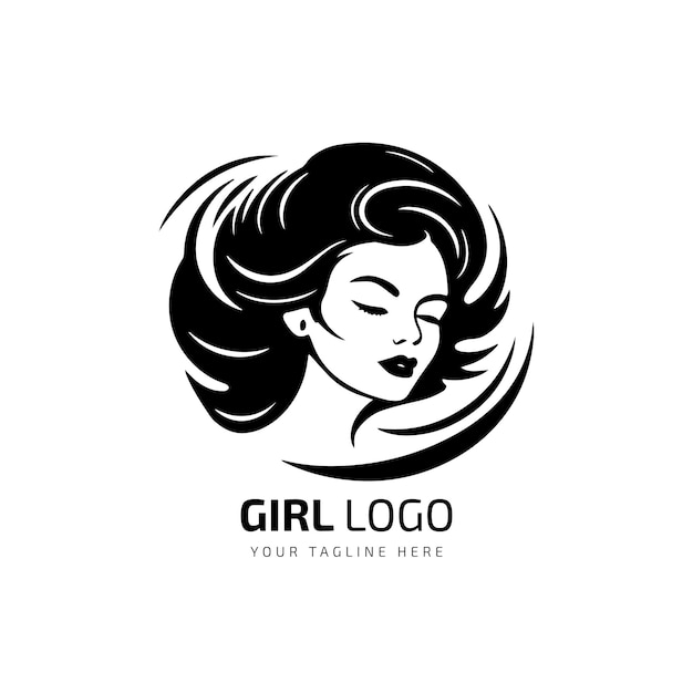 Projekt symbolu logo dziewczyny i unikalny układ ikon dla ilustracji wektorowych biznesu piękna i mody