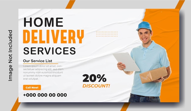 Projekt szablonu banera internetowego promocyjnego dla reklam usług dostawczych