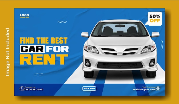 Plik wektorowy projekt szablonu banera internetowego promocyjnego dla reklam wynajmu samochodów