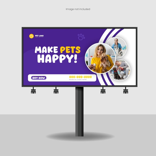 Projekt szablonu banera zewnętrznego lub billboardu wektorowego premium dla opieki nad zwierzętami domowymi i sklepami