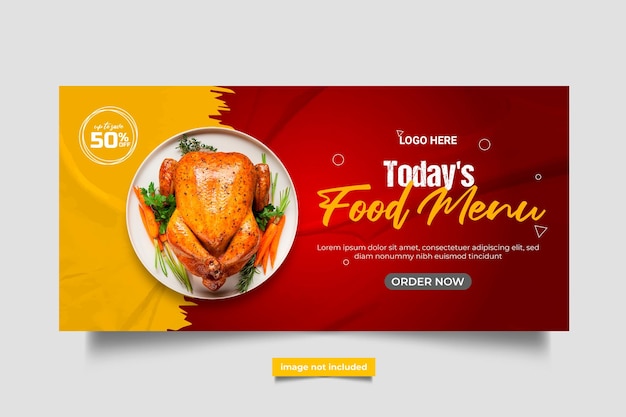 Projekt szablonu baneru internetowego dla biznesu spożywczego Menu restauracji fast food Marketing w mediach społecznościowych