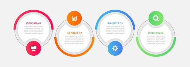 Projekt szablonu biznesowego infografiki z 4 opcjami lub krokami