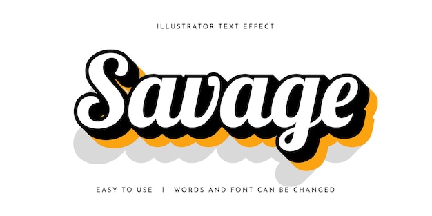 Projekt szablonu edytowalnego efektu tekstowego Savage Illustrator